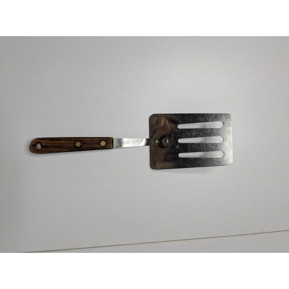 Spatula Robeson Silver Brown Wood Handle Slotted Turner Robeson Cutlery